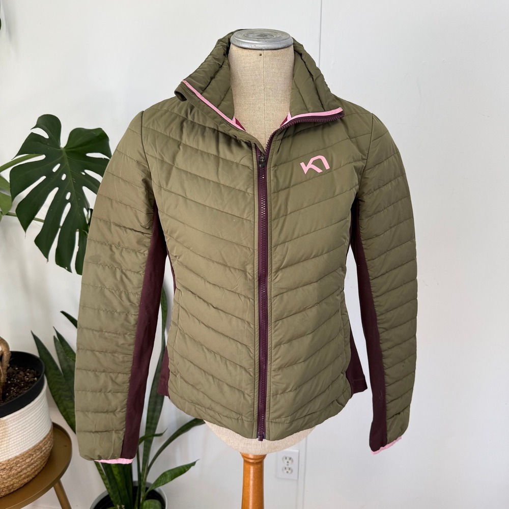 Kari Traa Puffer Jacket Women S Green Hybrid Down Insulated Full Zip 622896
